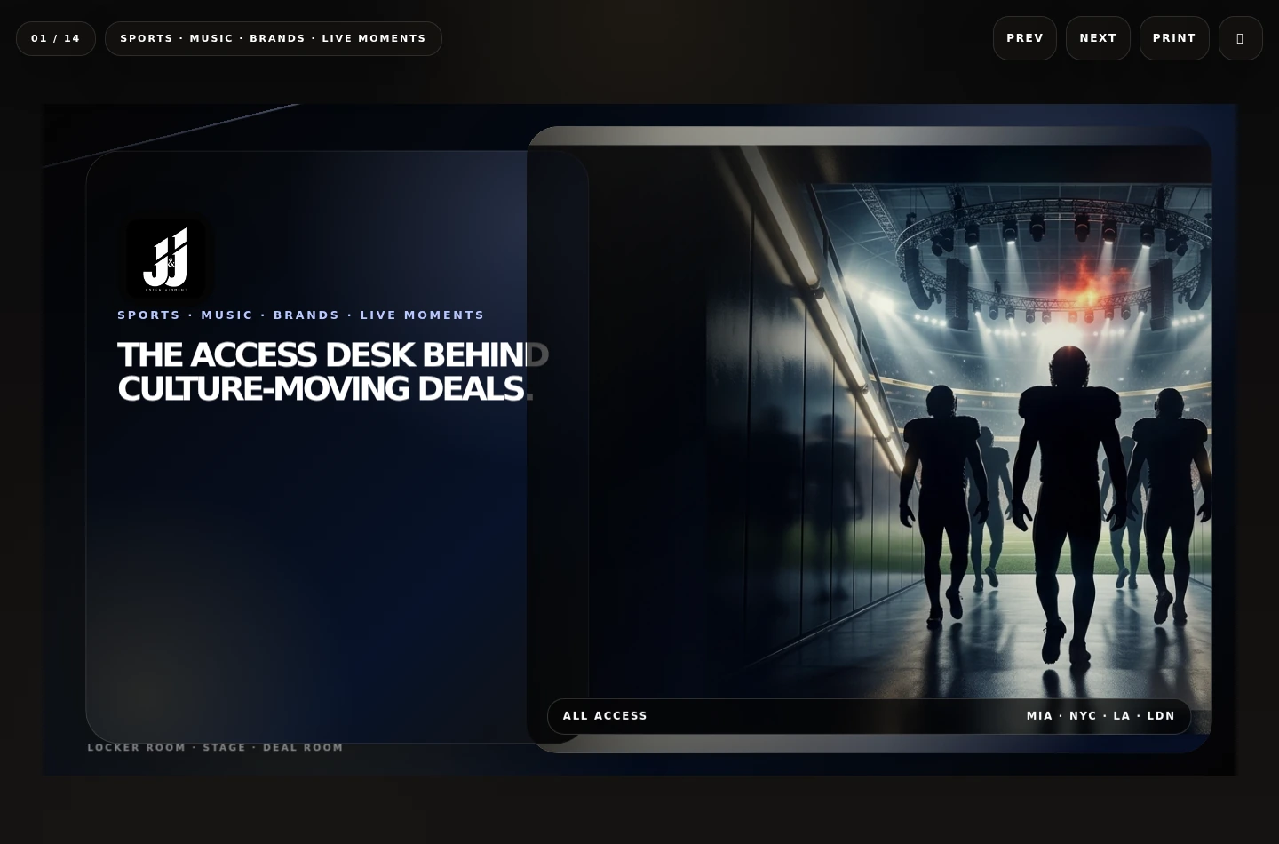 Actual J&J Sports & Entertainment presentation made with iAmBruno™