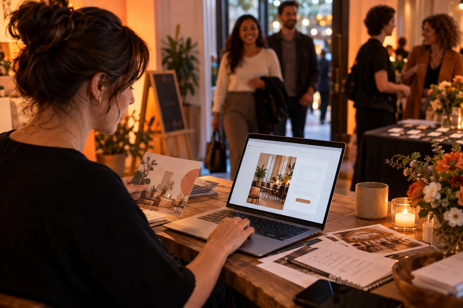 An event organizer building an RSVP page in iAmBruno™ before guests arrive