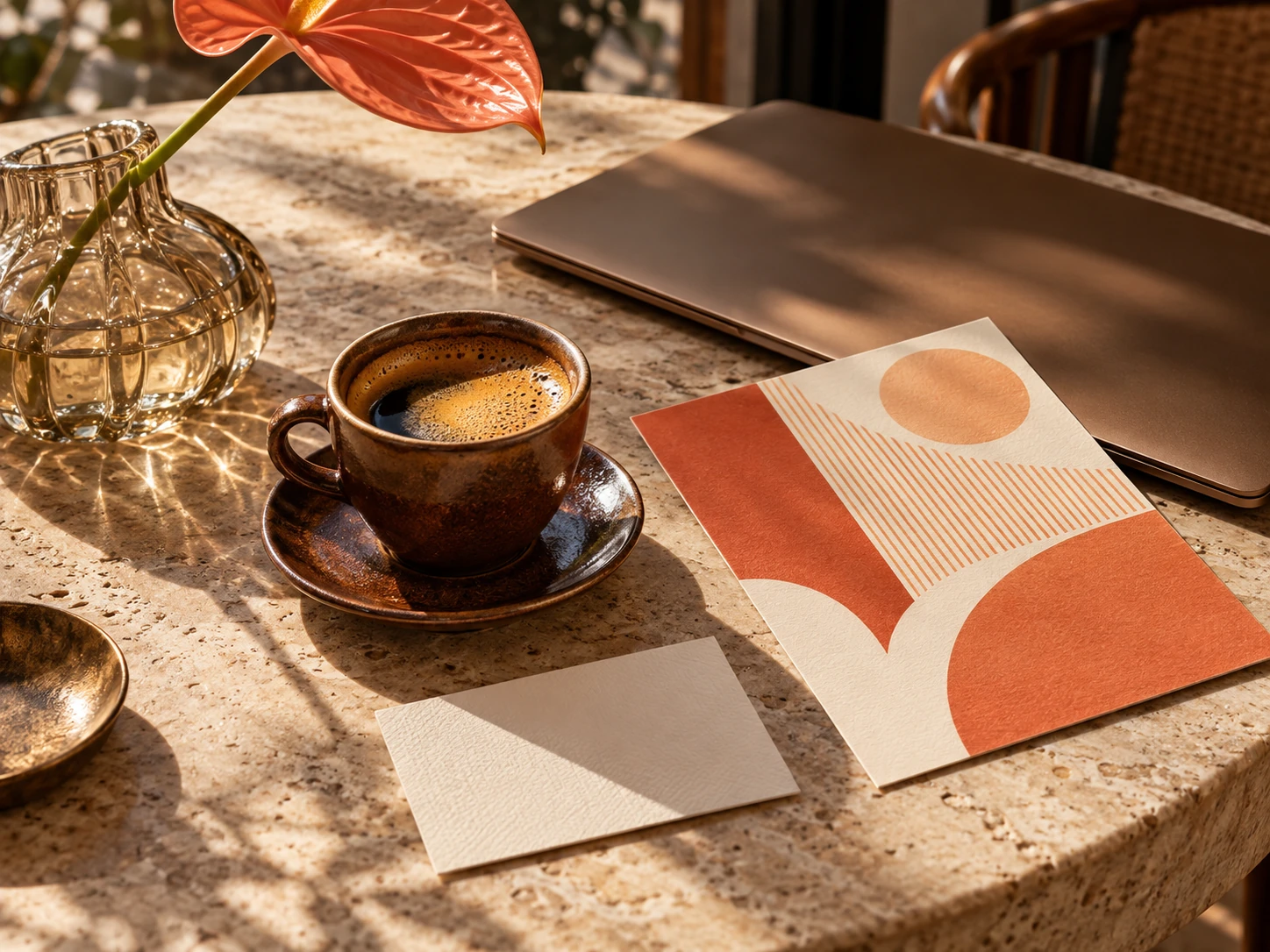 Beautiful coffee and considered printed materials, creative direction example