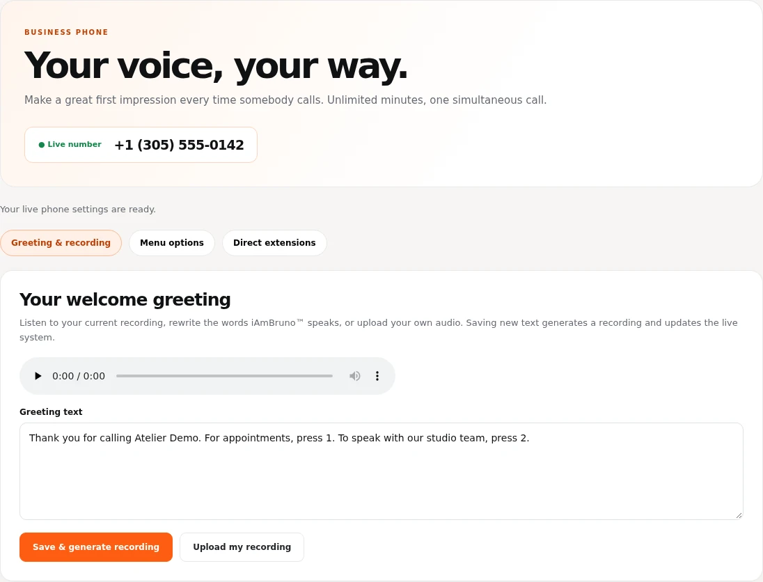 Actual interface, sample content.